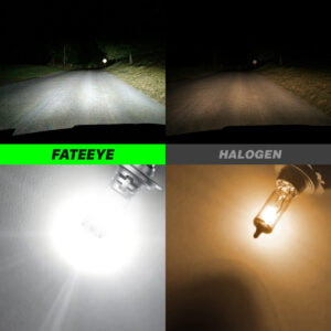 Żarówka H7 LED Fateeye A700-F10-H7 w porównaniu z halogenową