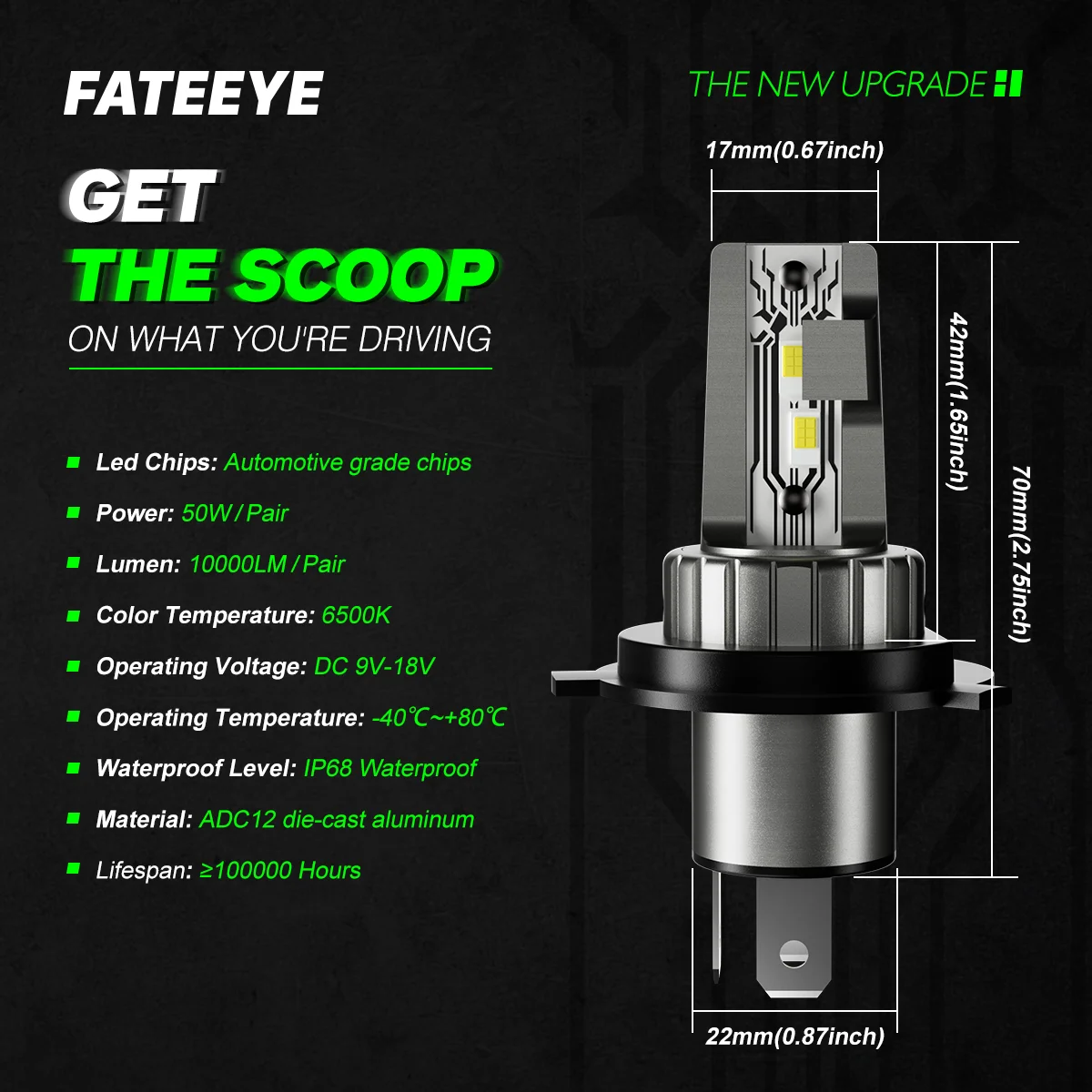 Żarówki LED H4 FateEye A700-F1-H4 - obrazek 2