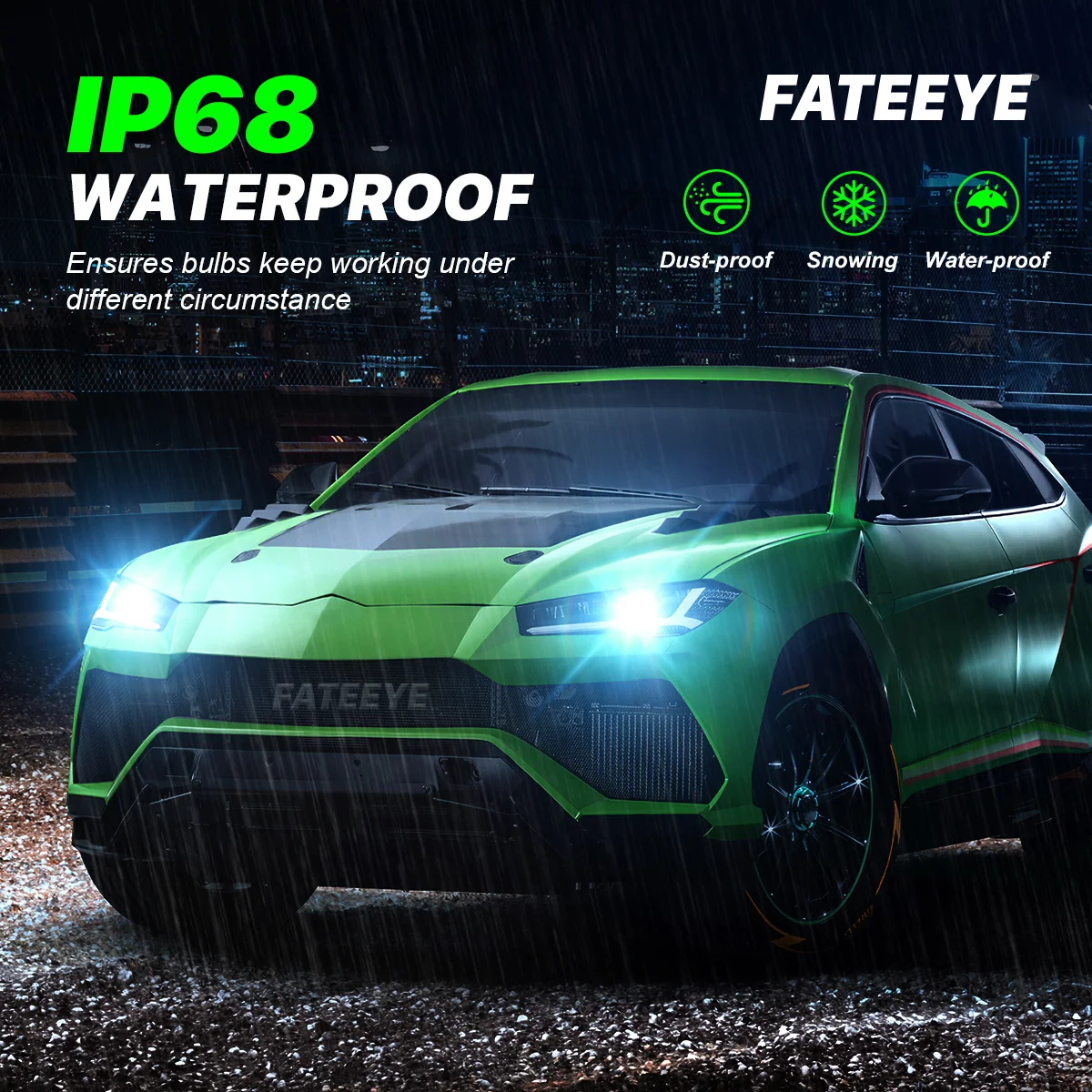 Żarówki H7 LED Fateeye-A700-F2-H7 są wodoodporne - IP68