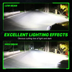 Sposób świecenia żarówek LED H7 Fateeye A700-F2-H7 na światłach długich i krótkich