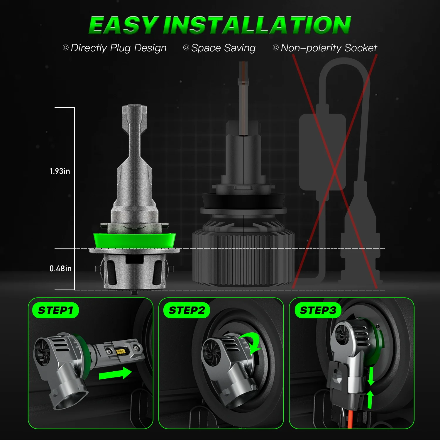 Żarówki LED H8/H9/H11 FateEye A700-F11-H11 - obrazek 3