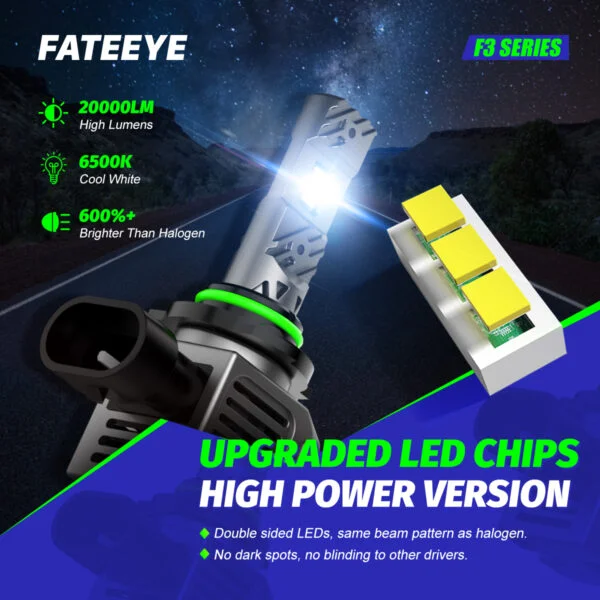 Żarówki FateEye HB4 9006 model F3 - zaktualizowany chip led. Wersja wzmocniona.