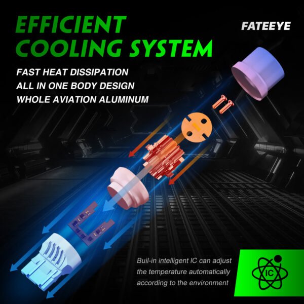 Żarówki LED FateEye W21W T20 białe A700-SL2-7440W - wydajny system chłodzenia