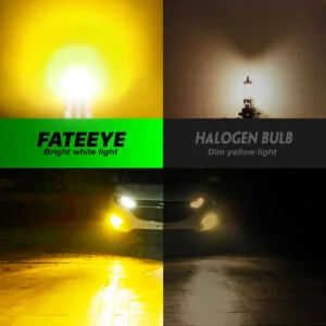 Żarówki LED FateEye W21W T20 pomarańczowe A700-SL2-7440W - porównanie ze zwykłą żarówką