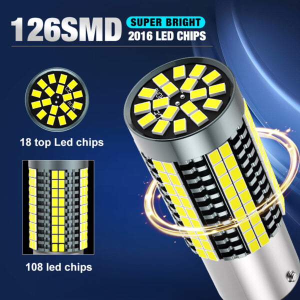 SD XSTORM LED BAU15s PY21W A2118 pomarańczowe super jasne z 126 diodami LED SMD