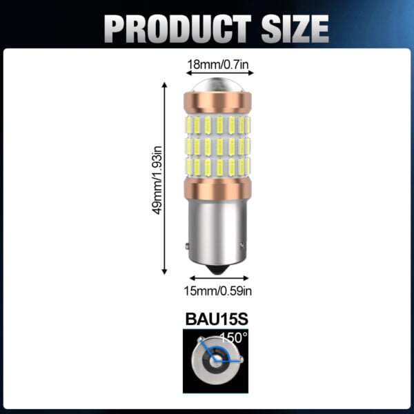 LED S&D XSTORM BAU15s PY21W A2243 w kolorze pomarańczowym - wymiary produktu