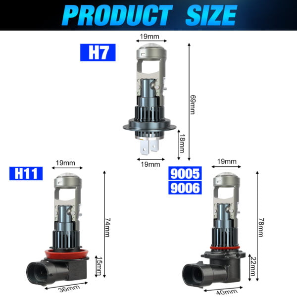 S&D XSTORM M01R LEDH7 żarowki z soczewką - rozmiar