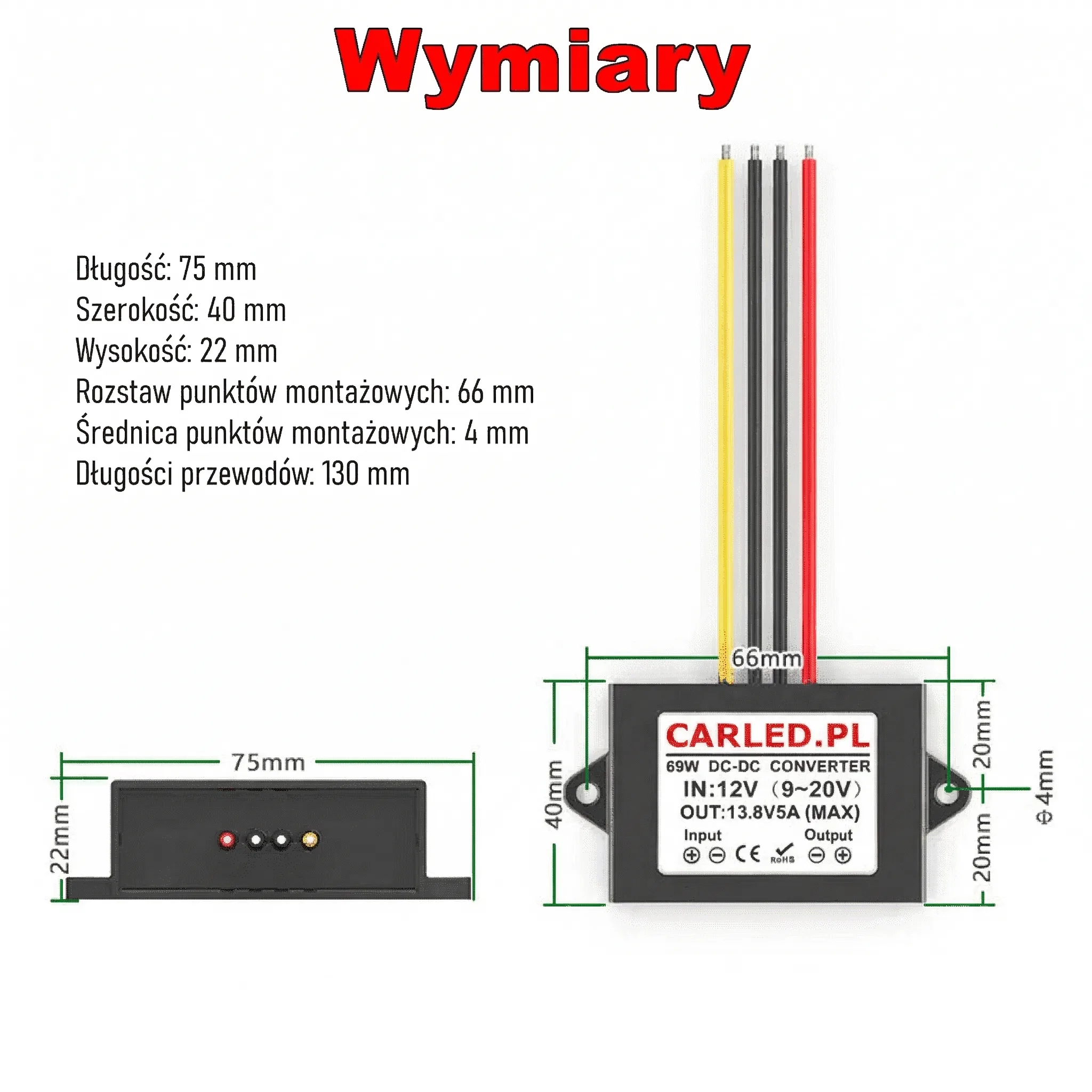Stabilizator napięcia 12V (9V-20V) na 13.8V 5A 69W step-up/step-down (buck-boost) - obrazek 6