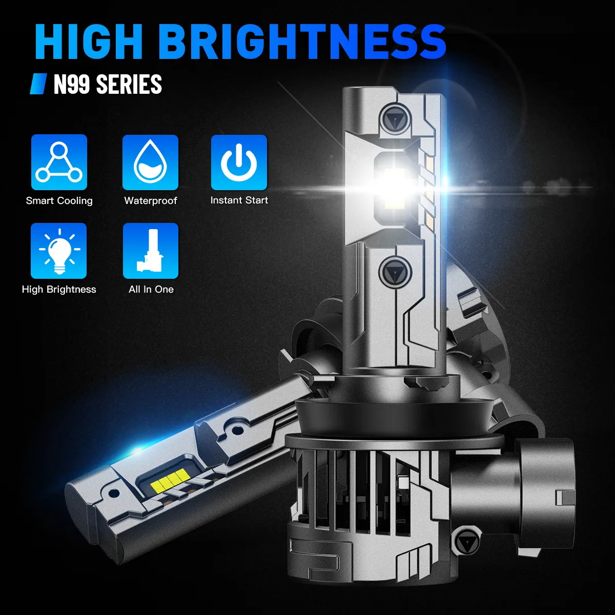 Żarówki LED Novsight H8/H9/H11 N99 100W - obrazek 2