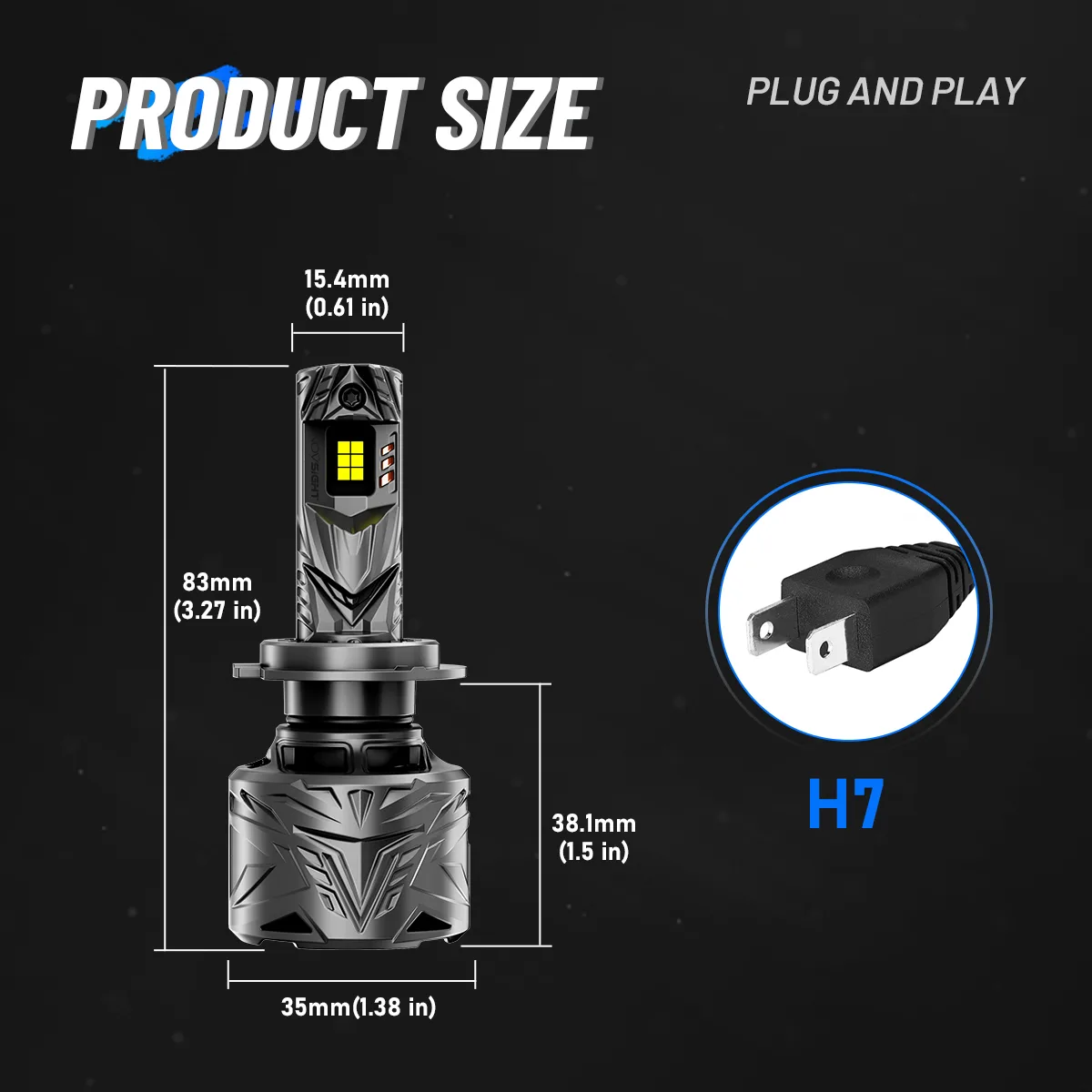Żarówki LED Novsight N70 H7 240W - obrazek 11