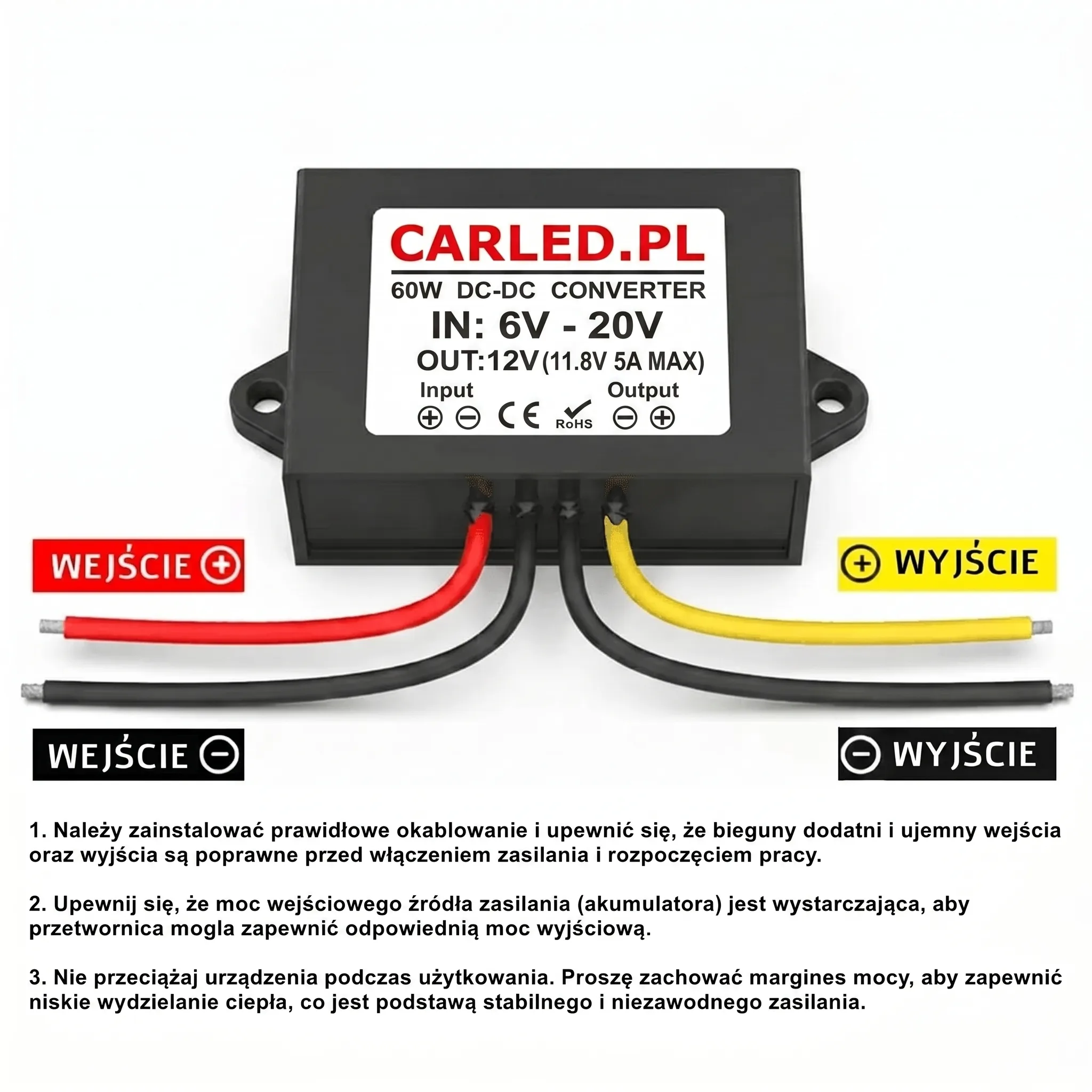 Stabilizator napięcia 12V (6V-20V) na 11.8V 5A 60W step-up/step-down (buck-boost) - obrazek 4